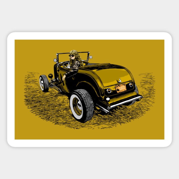 Hot Rod Girl - Gold version - 32 highboy Sticker by ZoeysGarage